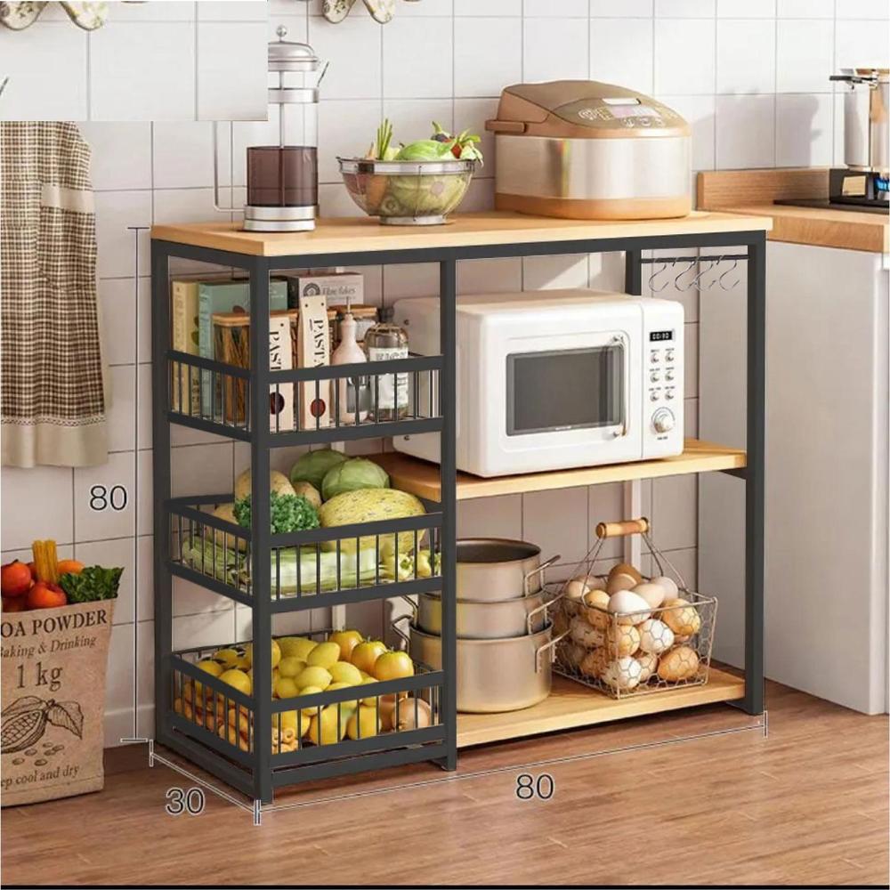 Iron Oven Rack 80x80cm with Baskets & Hooks