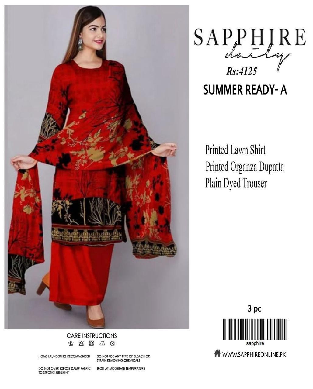 3 Pcs Women's Unstitched Printed Suit