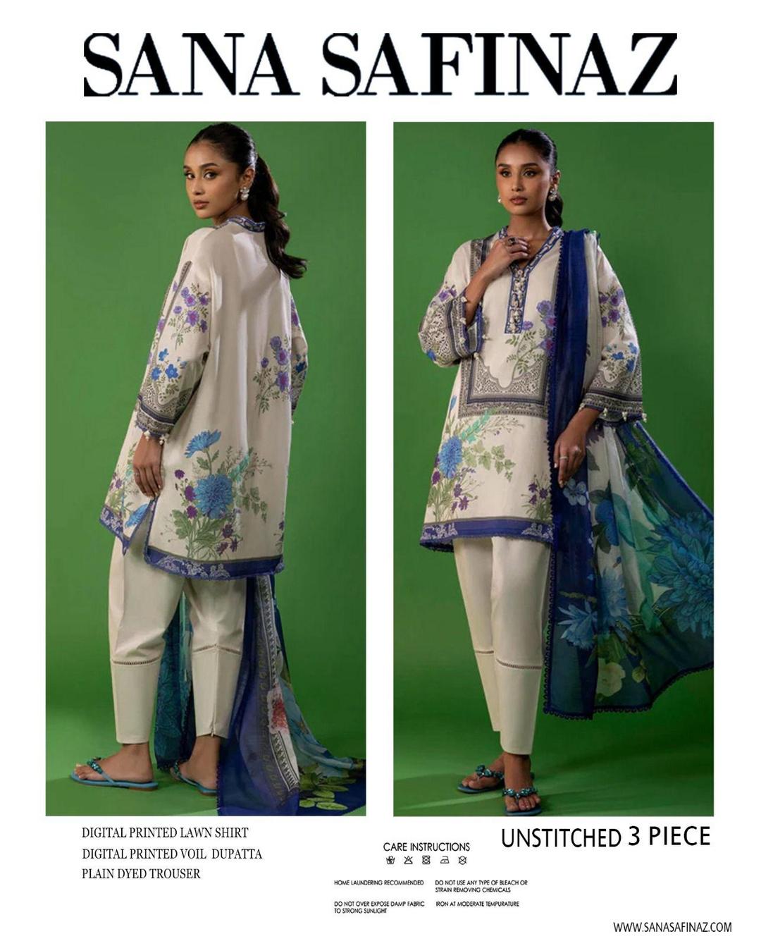 3 Pcs Women's Unstitched Printed Suit