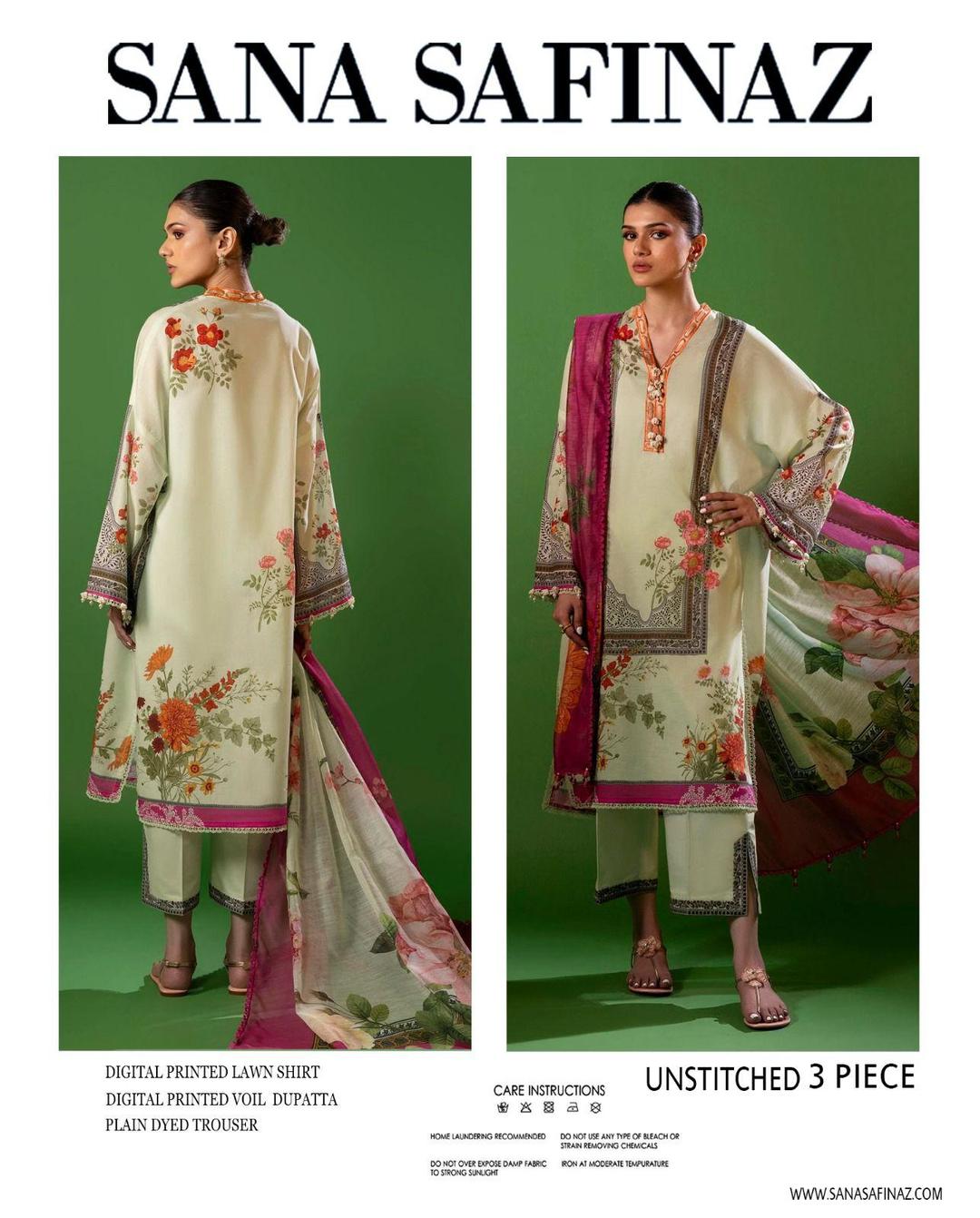 3 Pcs Women's Unstitched Printed Suit