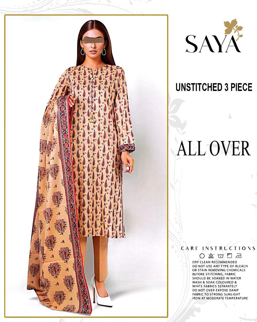 3 Pcs Women's Unstitched Printed Suit