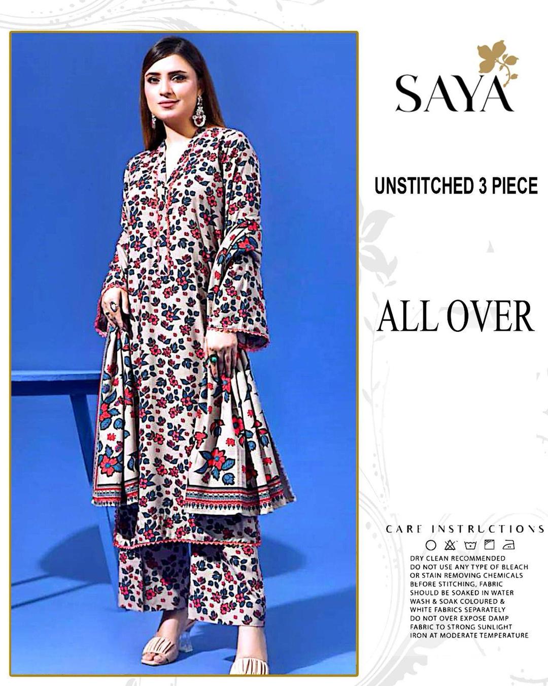 3 Pcs Women's Unstitched Printed Suit