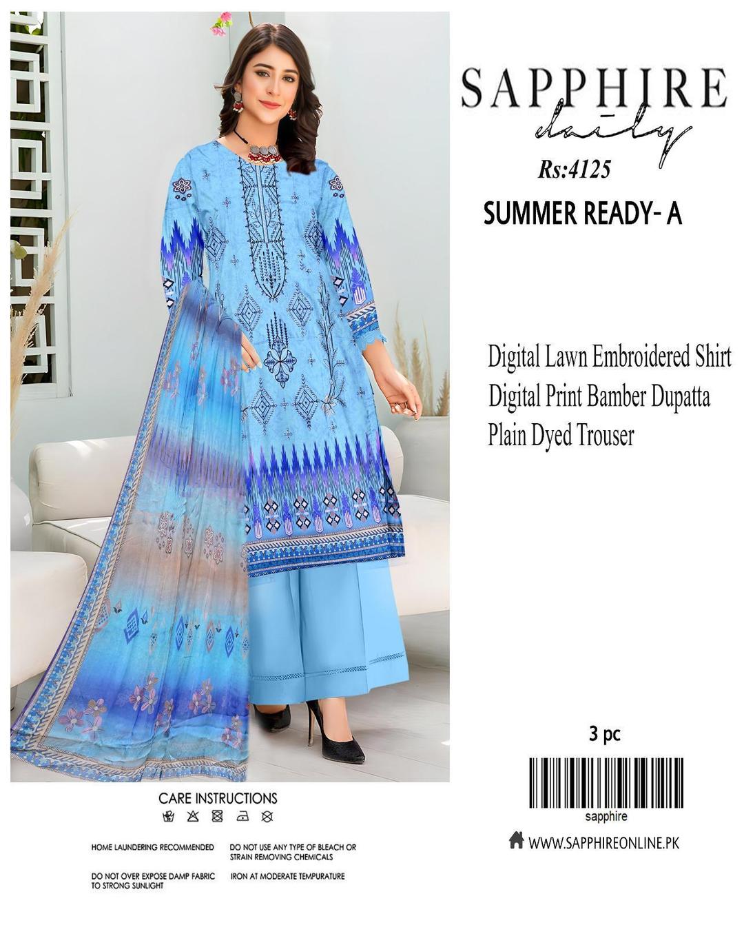 3 Pcs Women's Unstitched Printed Embroidered Suit