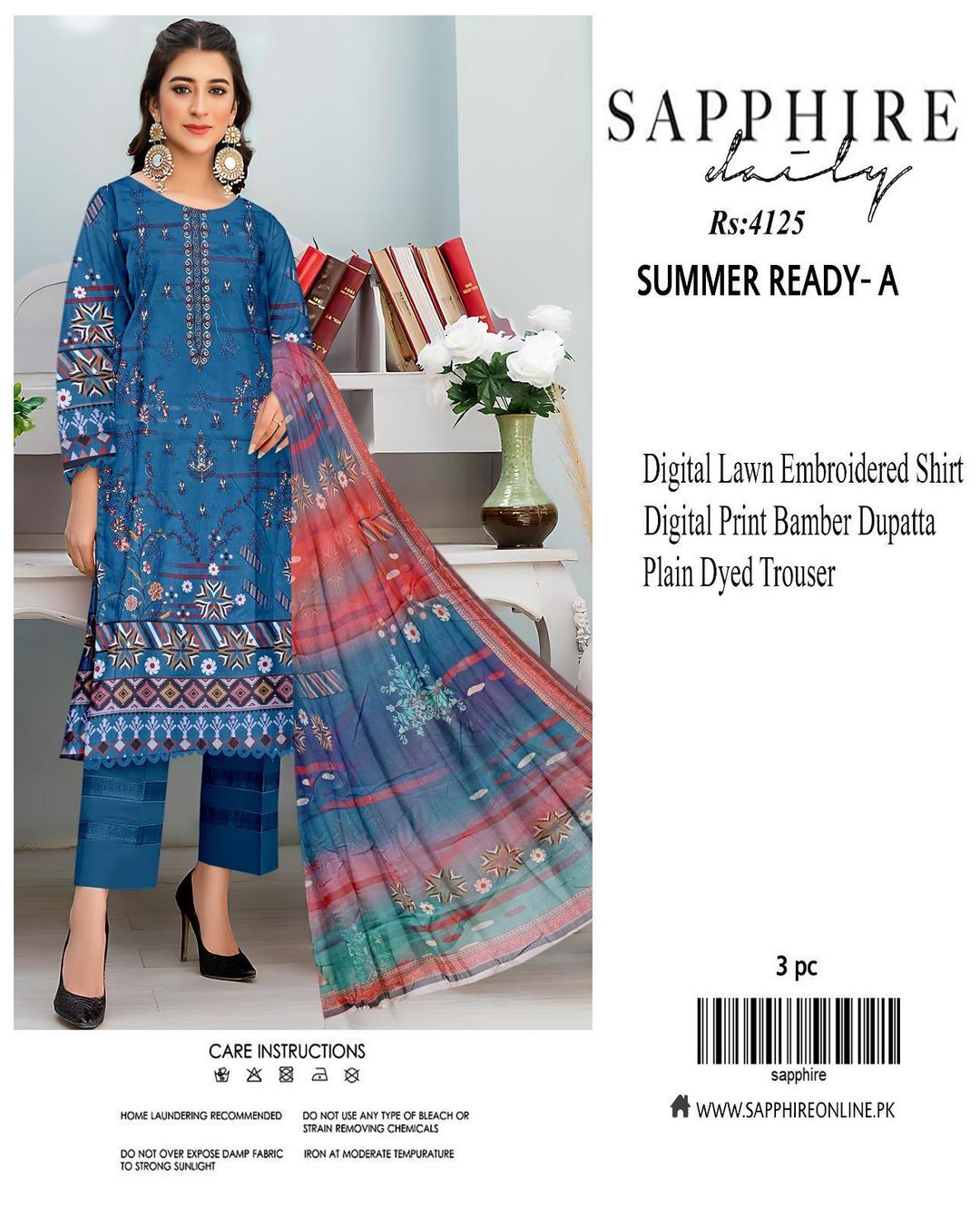 3 Pcs Women's Unstitched Printed Embroidered Suit