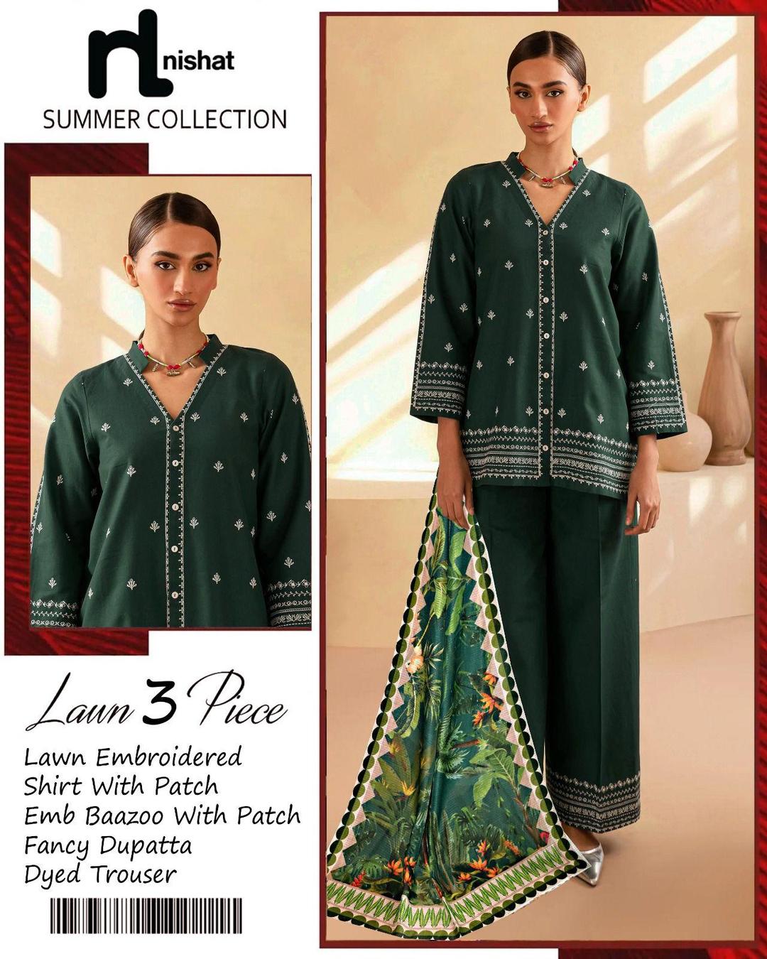 3 Pcs Women's Unstitched Embroidered Suit