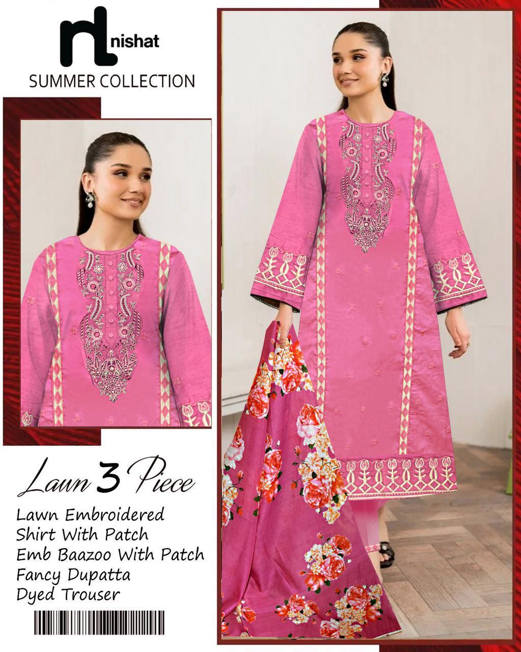 3 Pcs Women's Unstitched Embroidered Suit