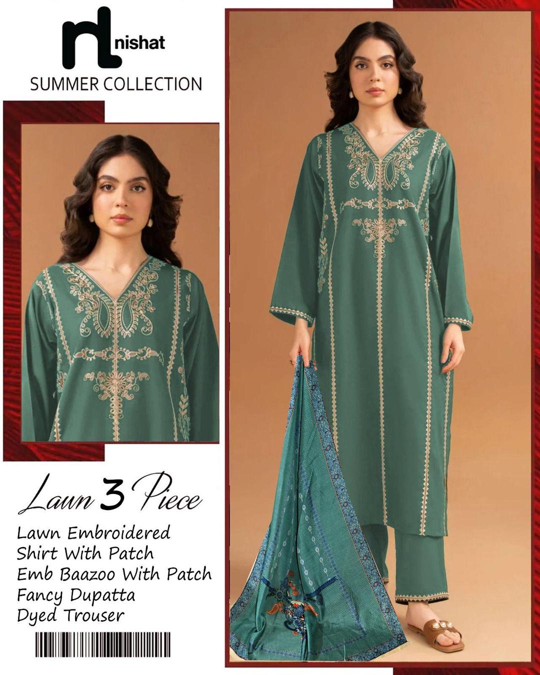 3 Pcs Women's Unstitched Embroidered Suit
