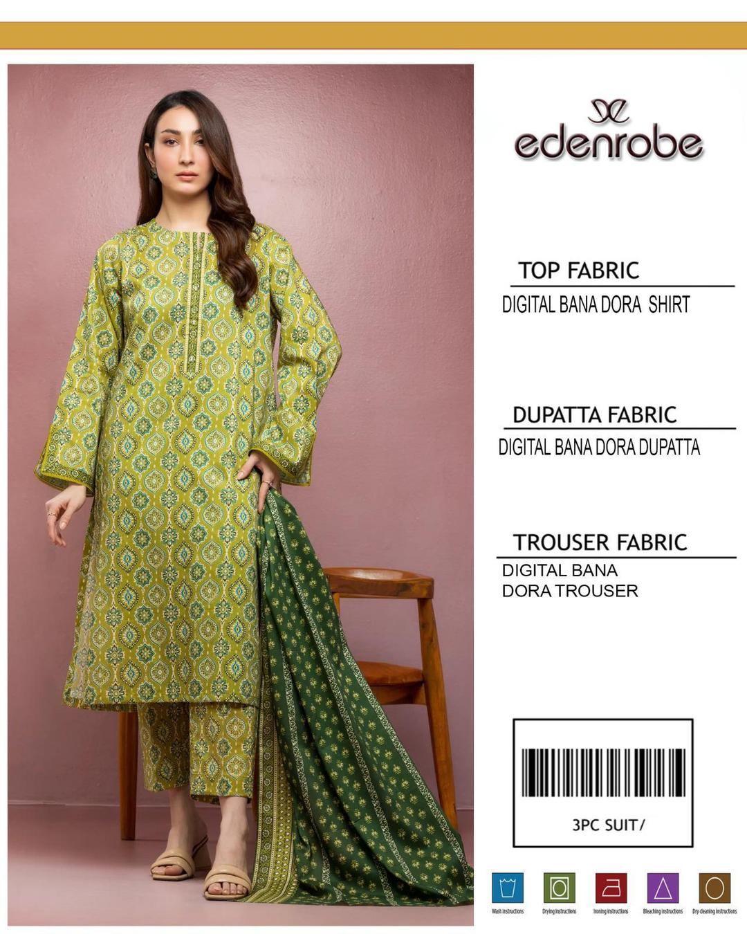 3 Pcs Women's Unstitched Digital Print Suit