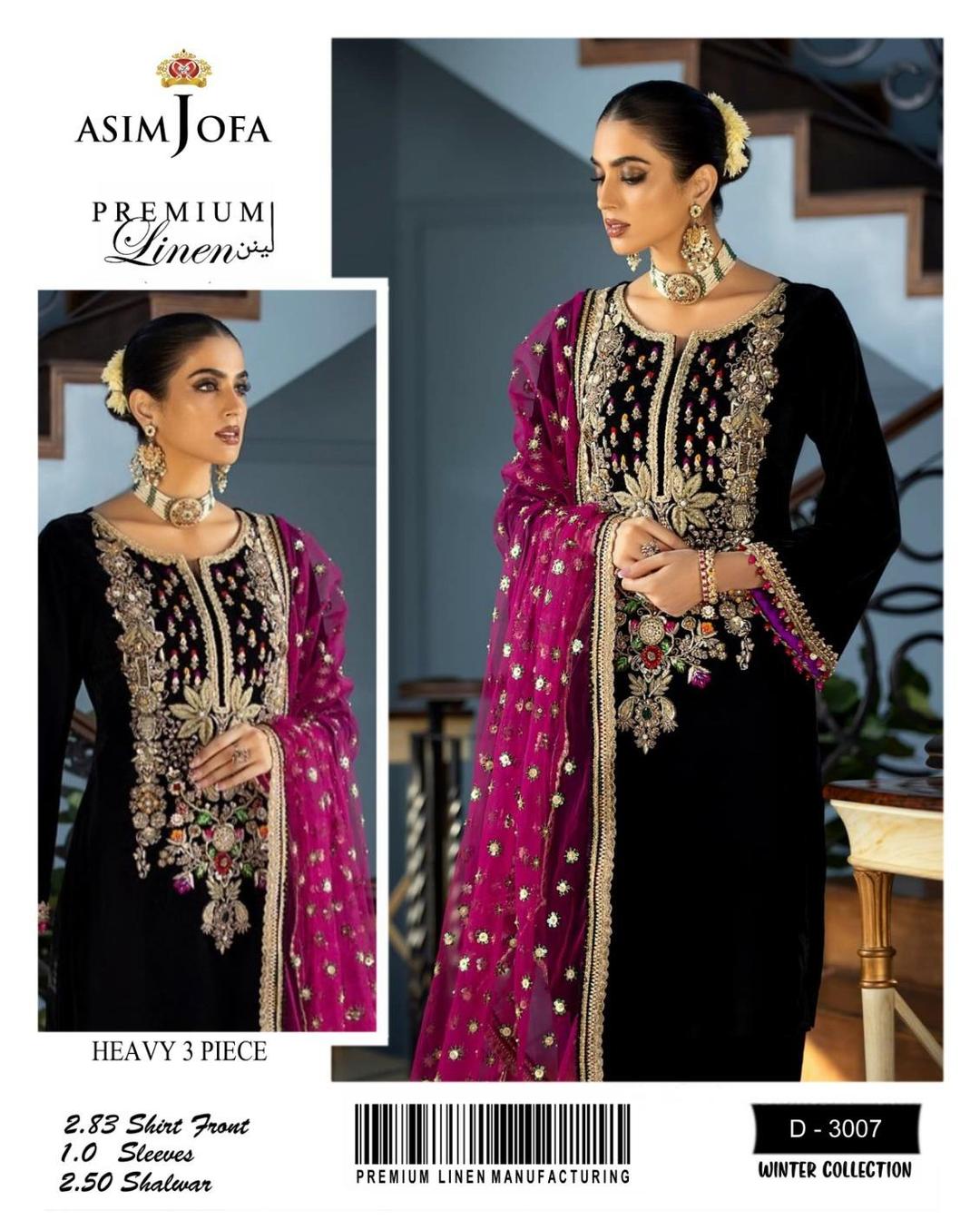 3 Pcs Women's Unstitched Embroidered Suit