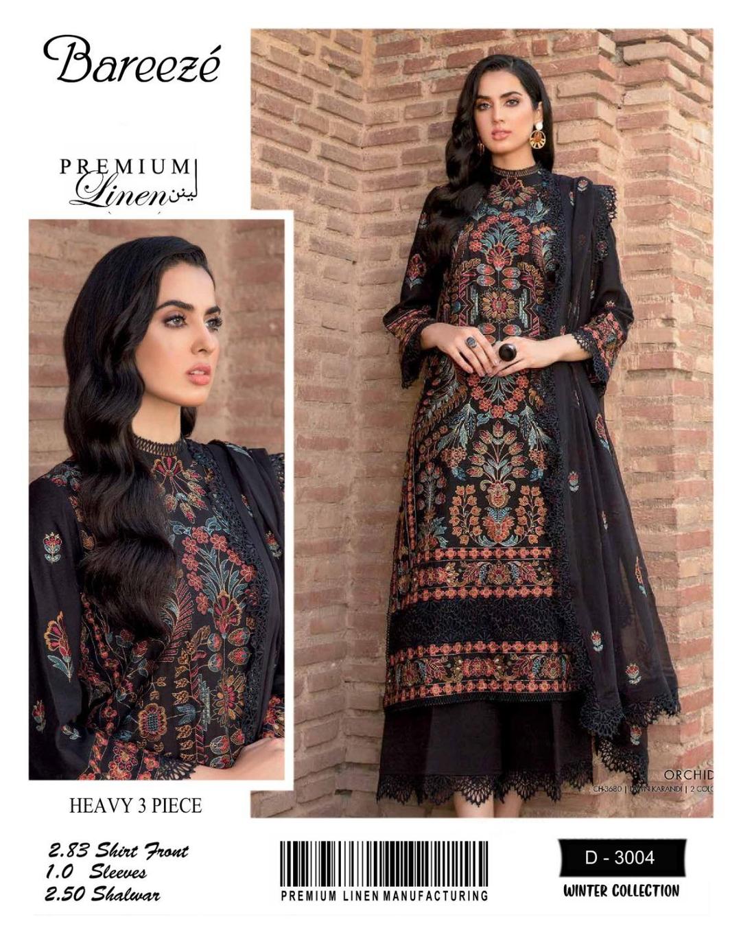 3 Pcs Women's Unstitched Embroidered Suit