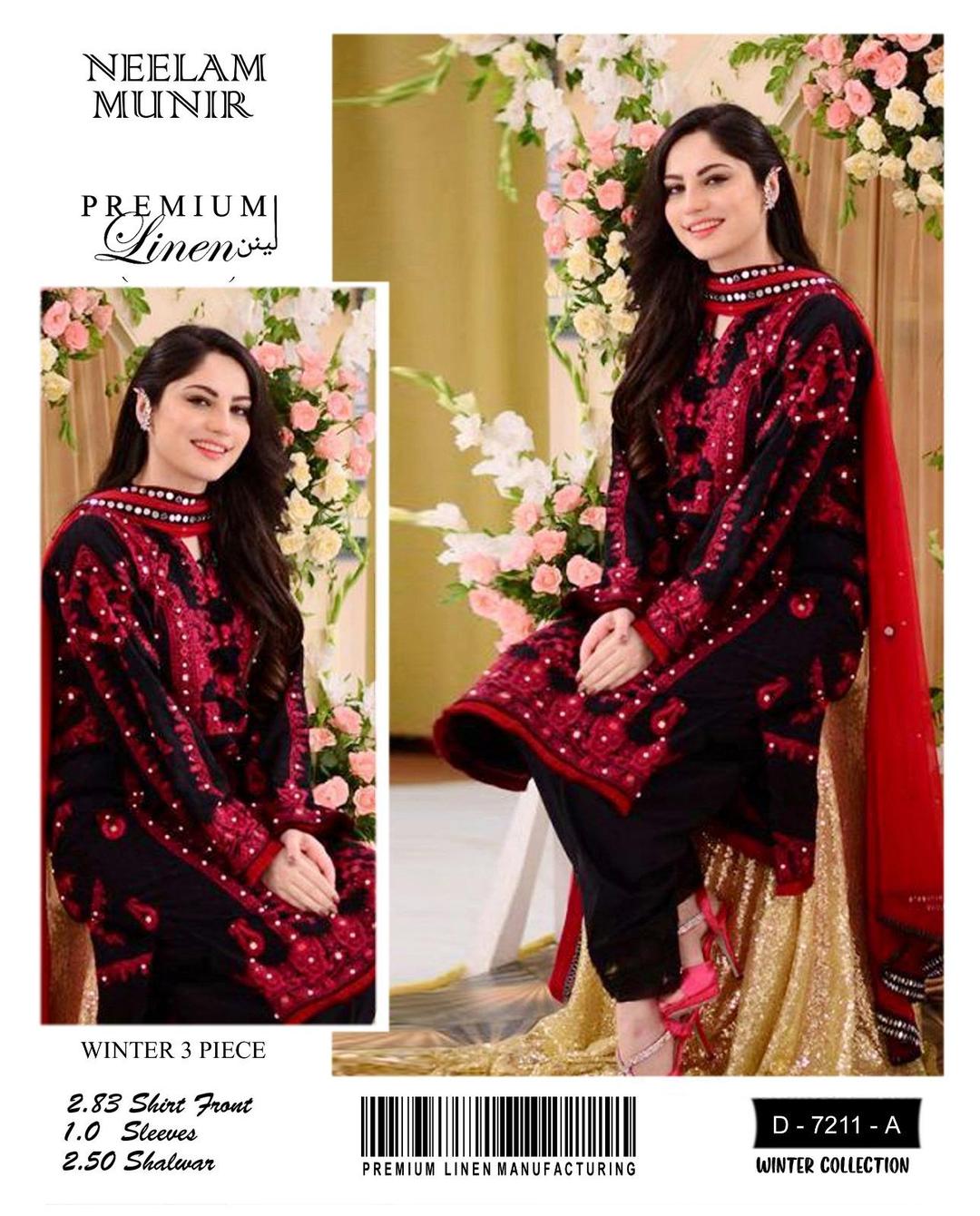 3 Pcs Women's Unstitched Embroidered Suit