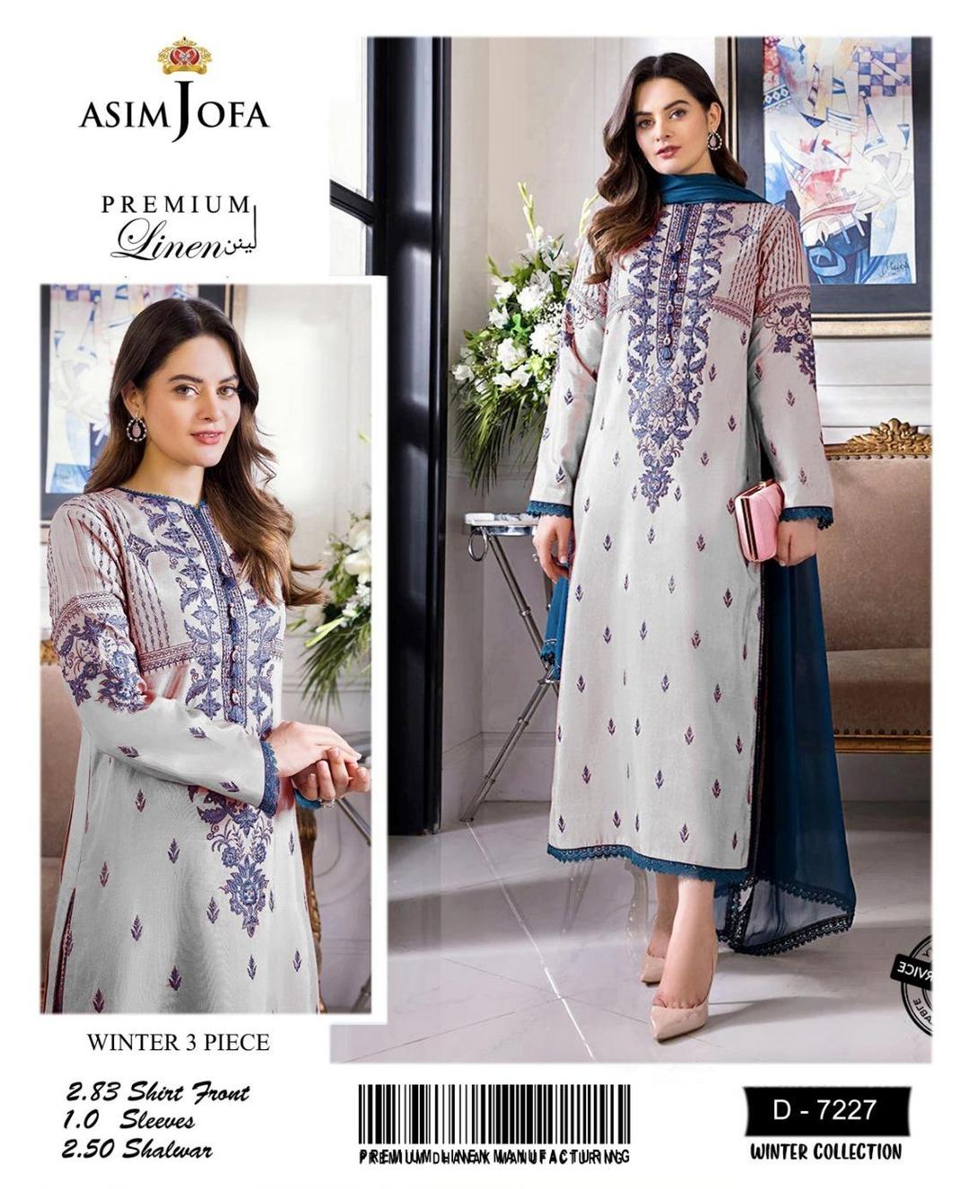 3 Pcs Women's Unstitched Embroidered Suit
