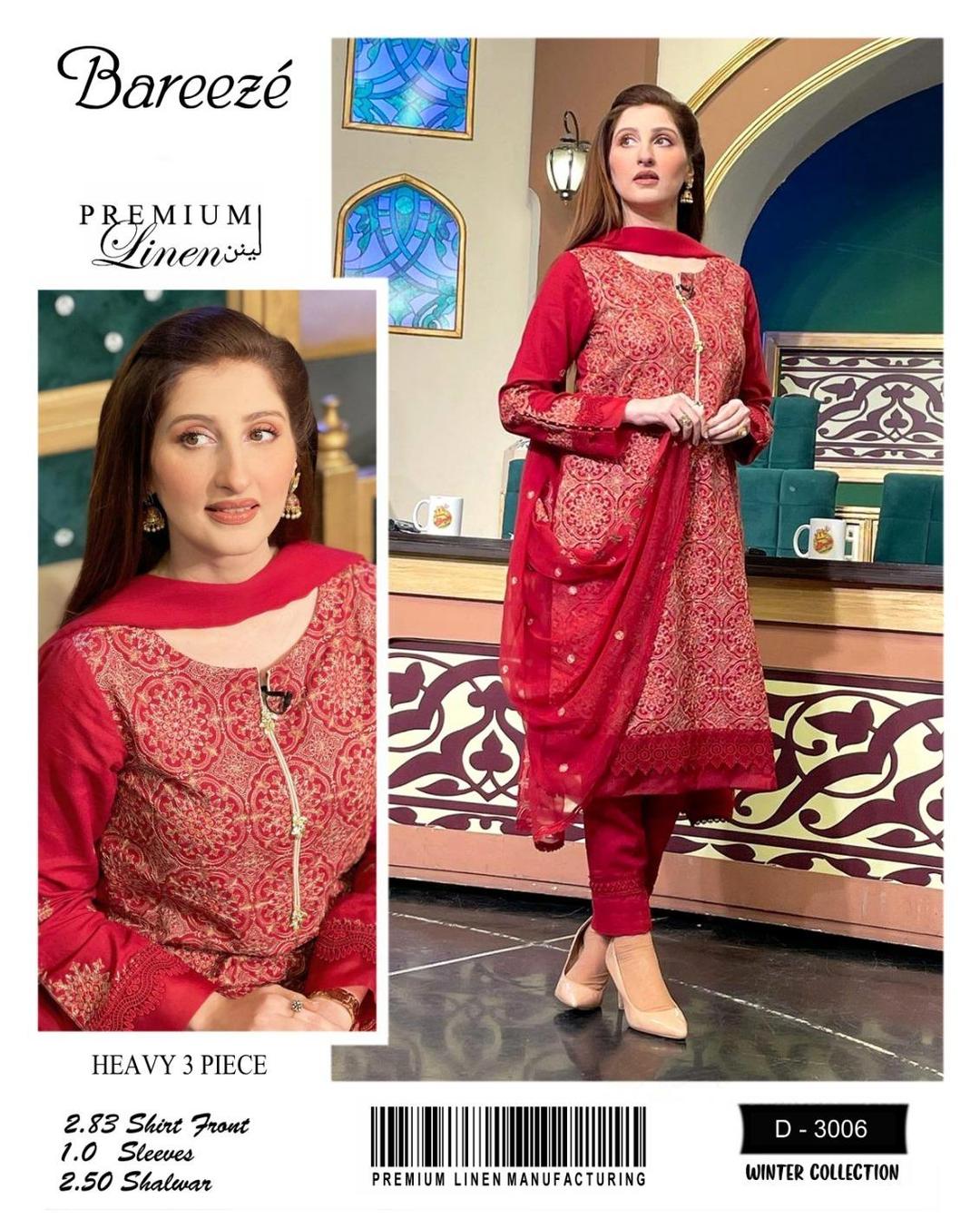 3 Pcs Women's Unstitched Embroidered Suit