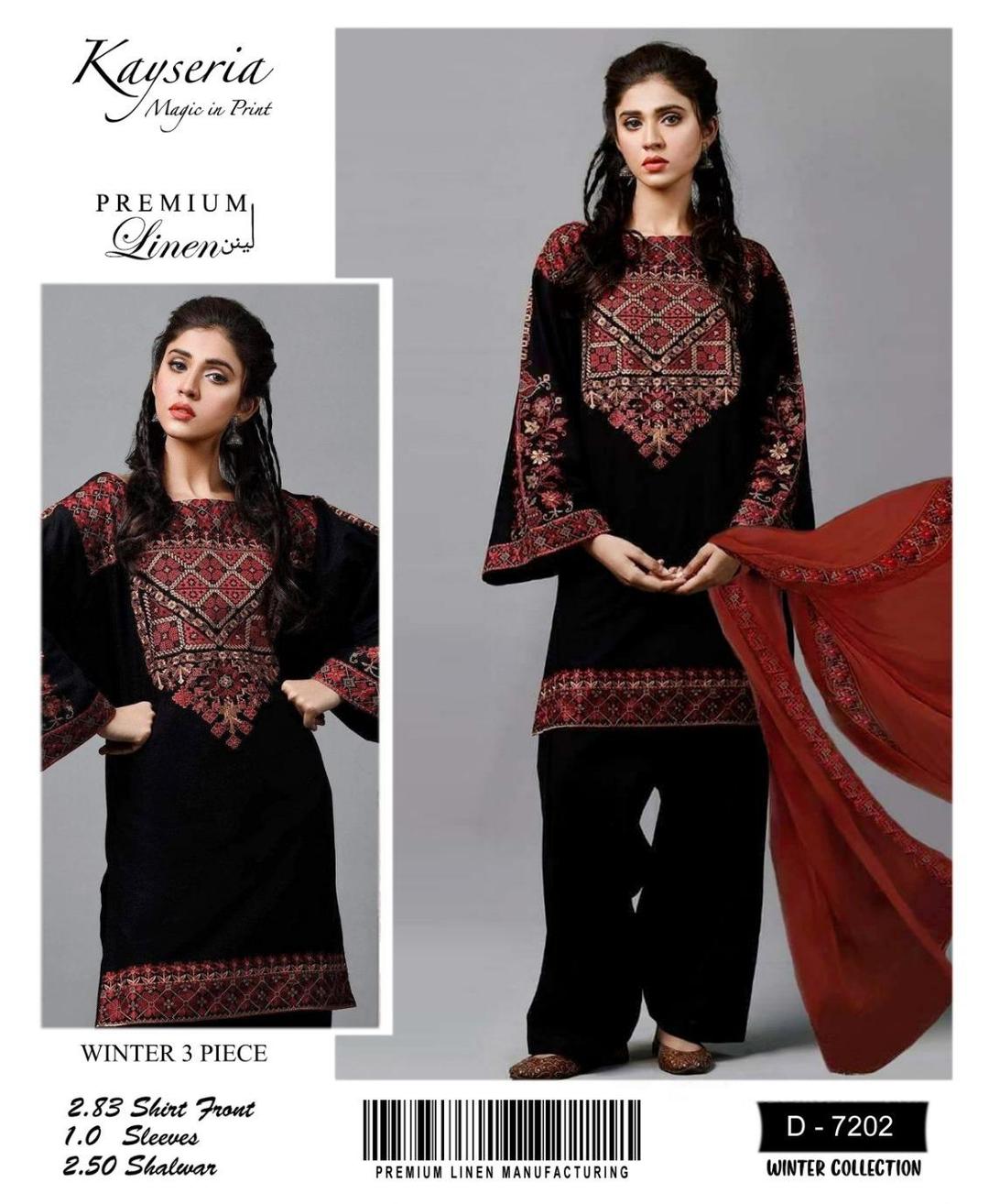3 Pcs Women's Unstitched Embroidered Suit