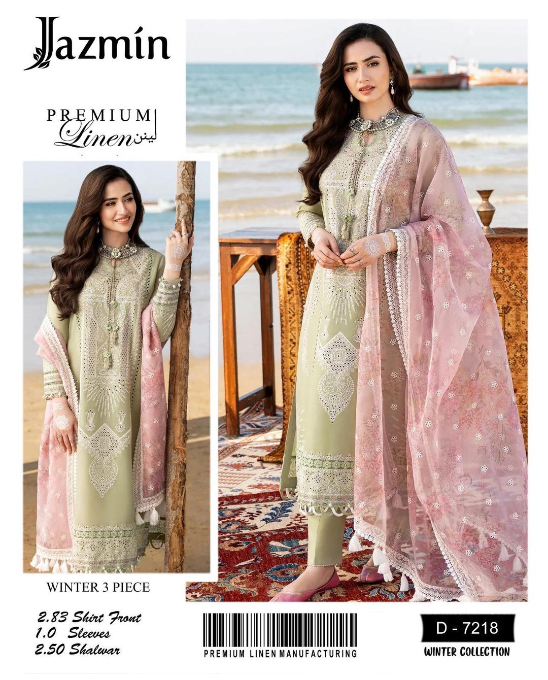 3 Pcs Women's Unstitched Embroidered Suit