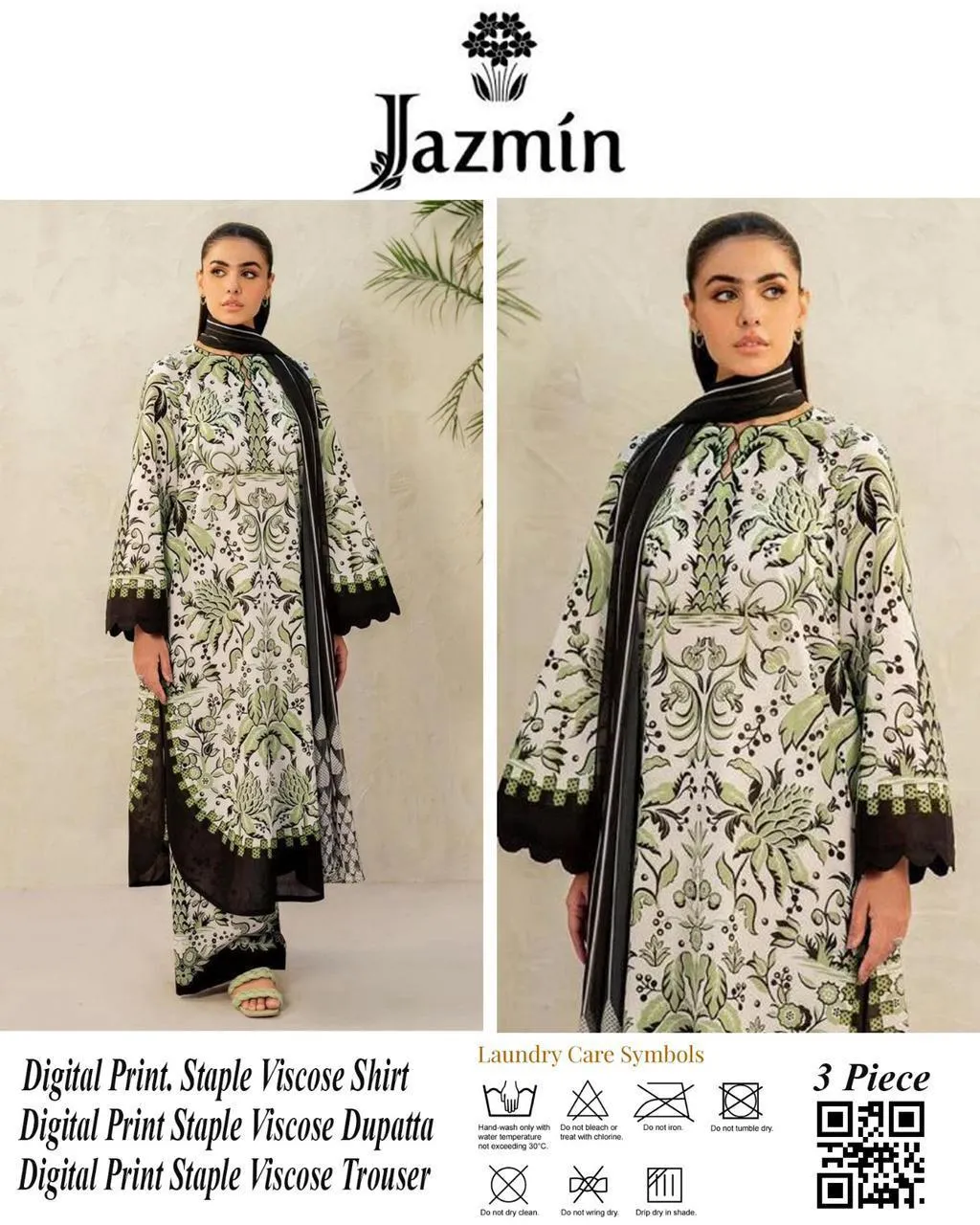 3 Pcs Women's Unstitched Printed Suit