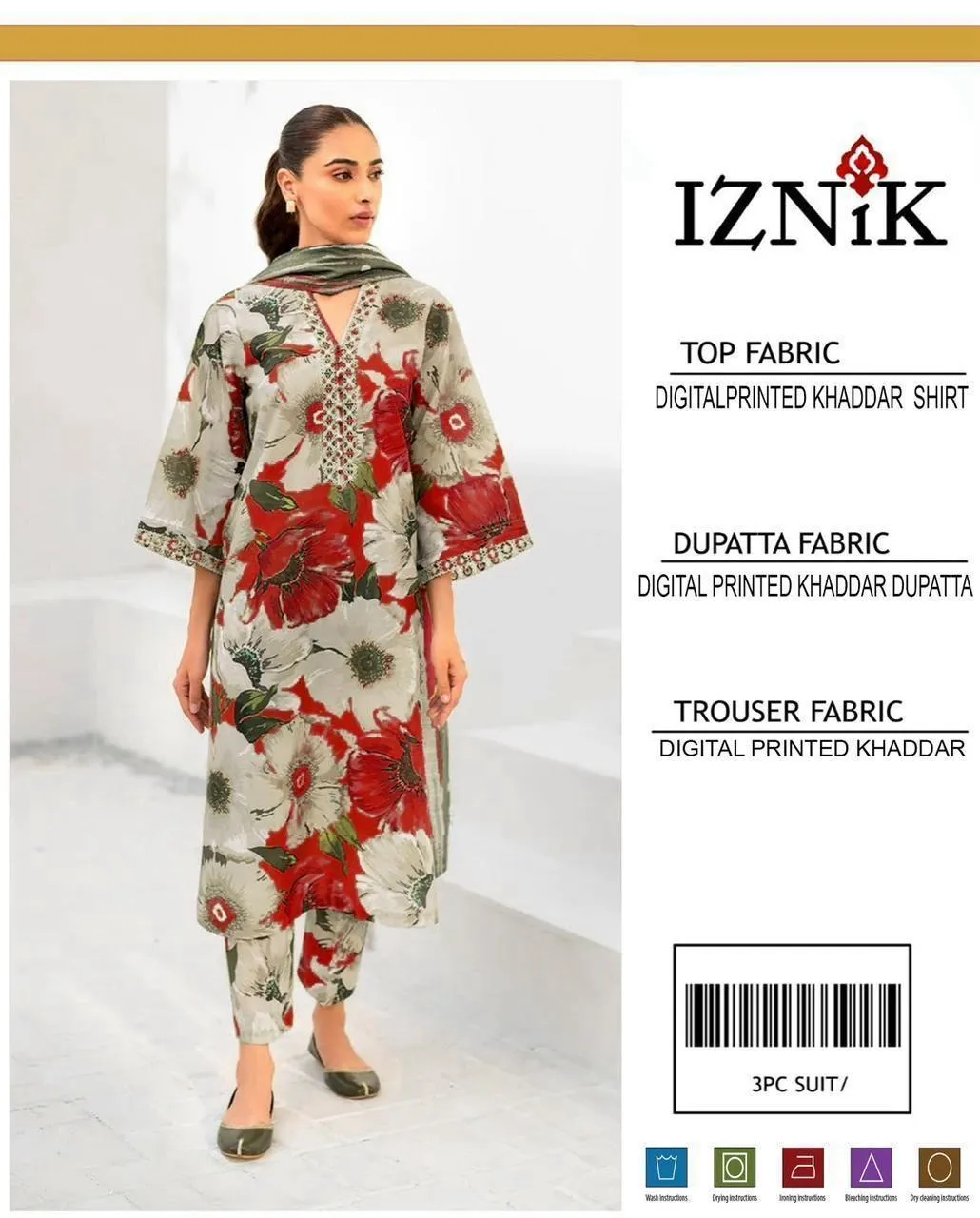 3 Pcs Women's Unstitched Digital Print Suit