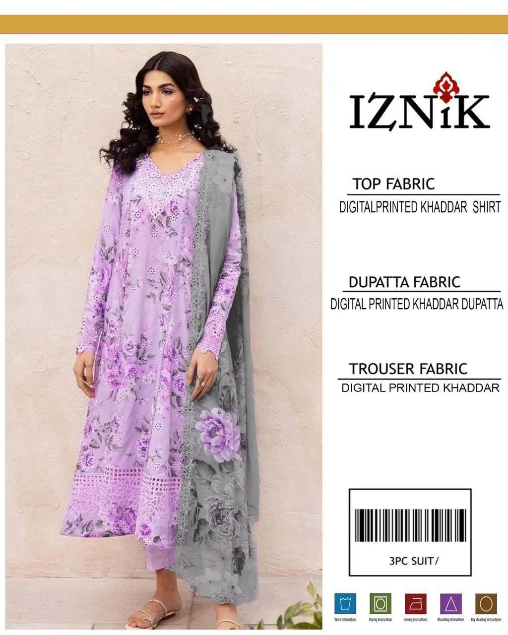 3 Pcs Women's Unstitched Digital Print Suit