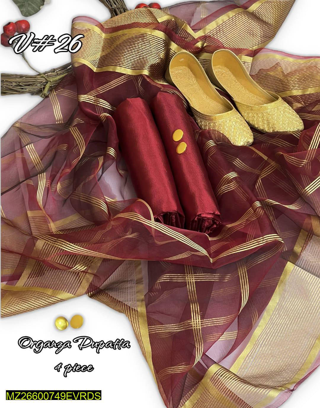 3 Pcs Women Unstitched Kataan Silk Suit