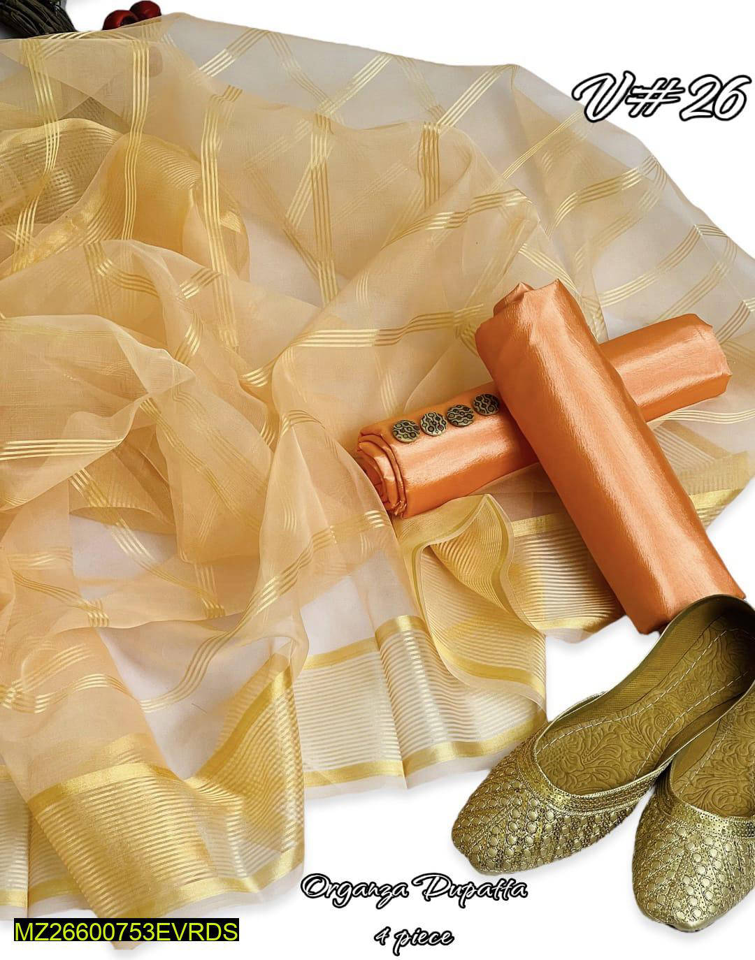 3 Pcs Women Unstitched Kataan Silk Suit