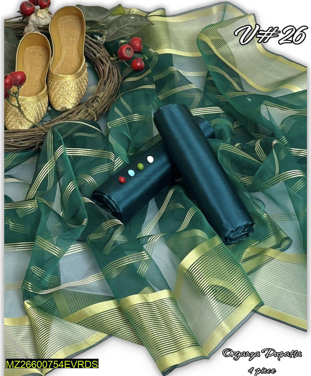 3 Pcs Women Unstitched Kataan Silk Suit