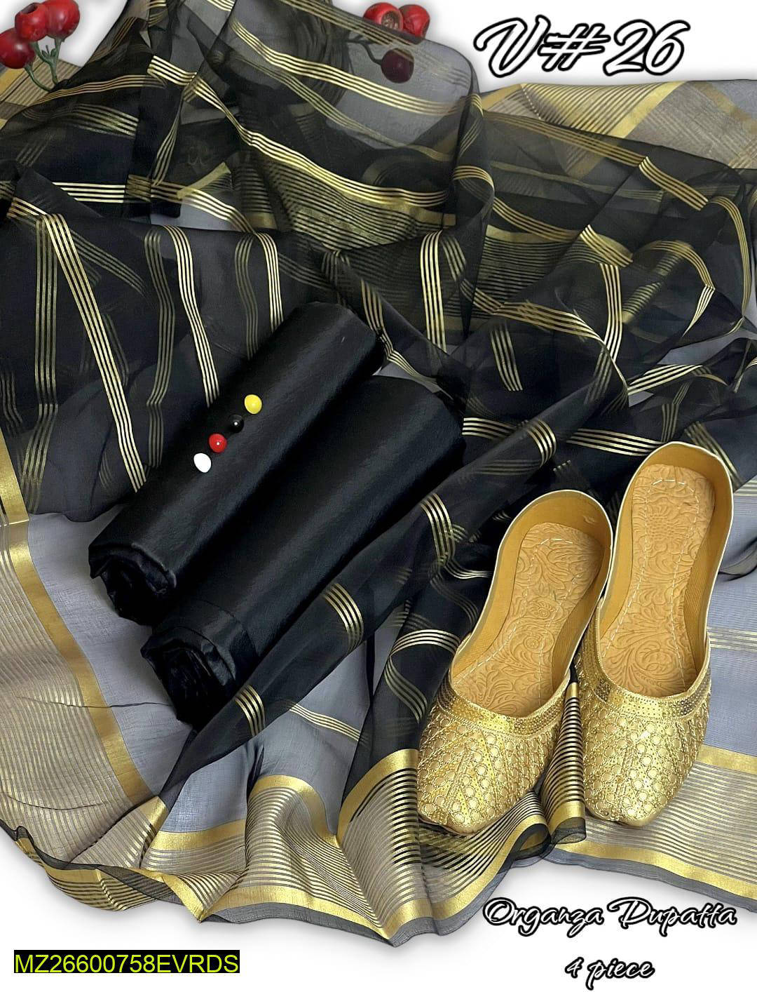 3 Pcs Women Unstitched Kataan Silk Suit