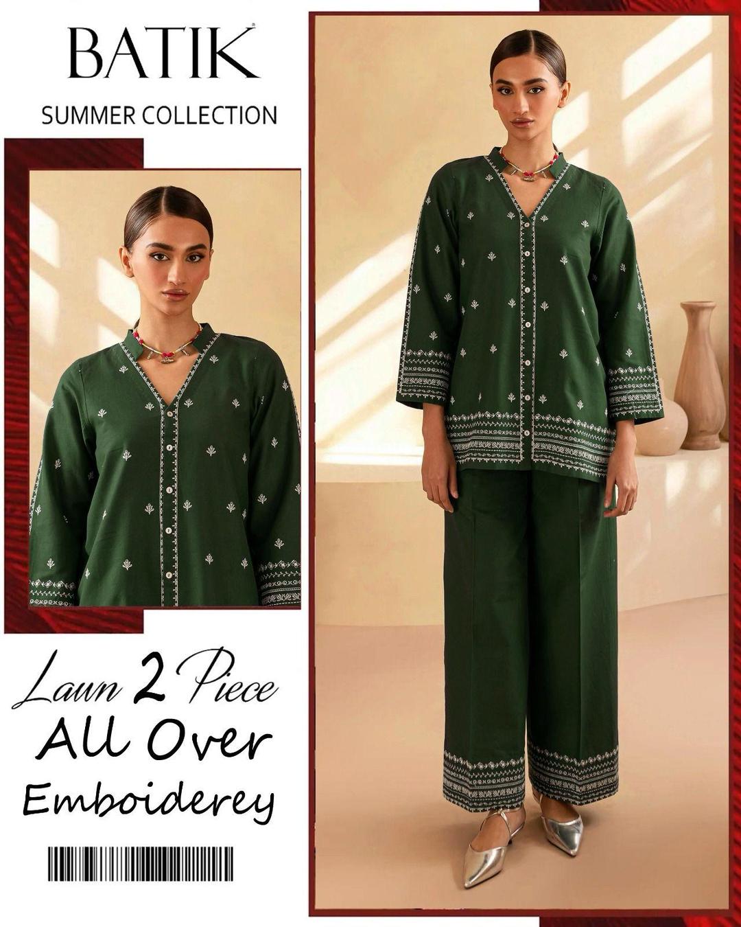 2 Pcs Women's Unstitched Embroidered Suit