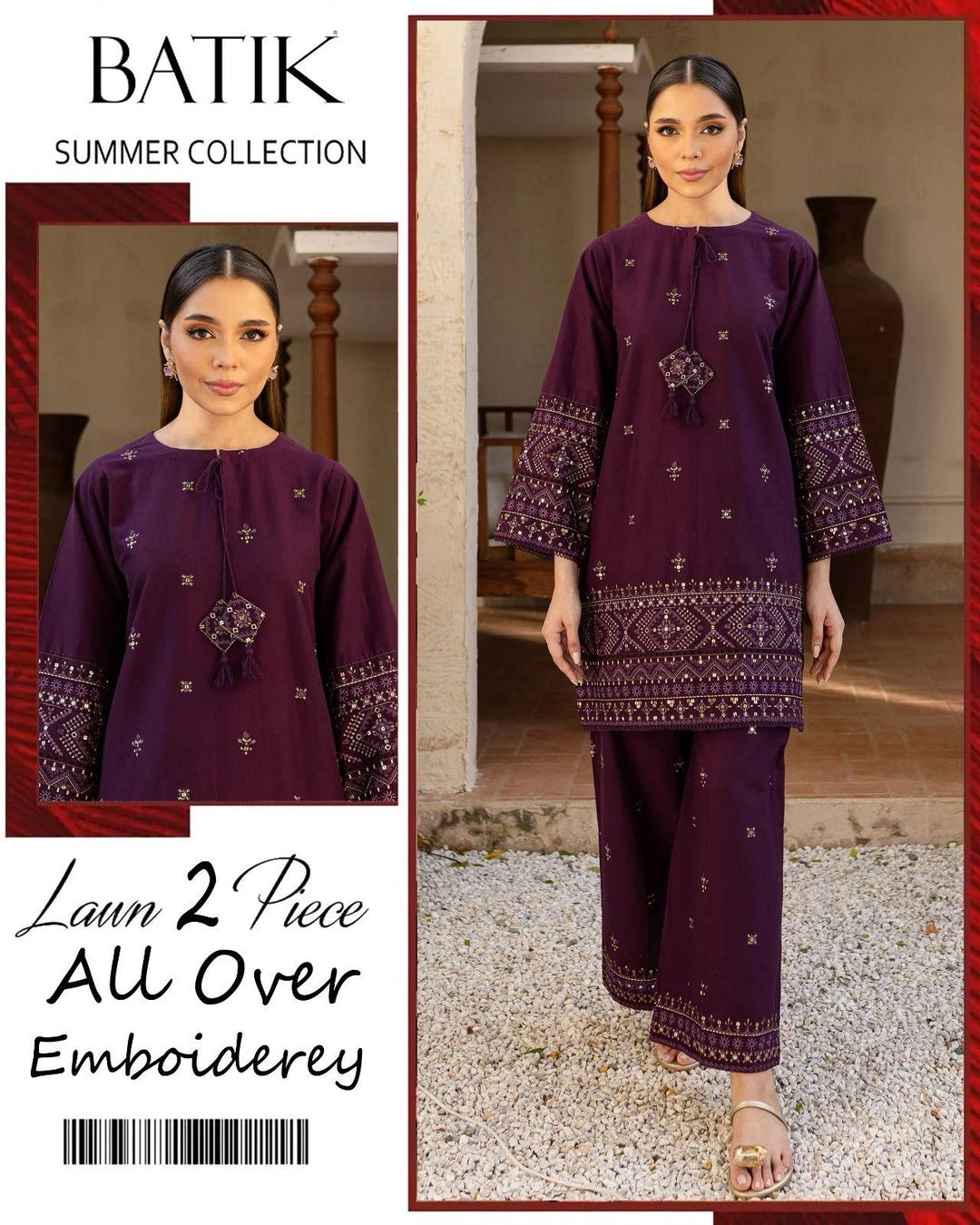 2 Pcs Women's Unstitched Embroidered Suit
