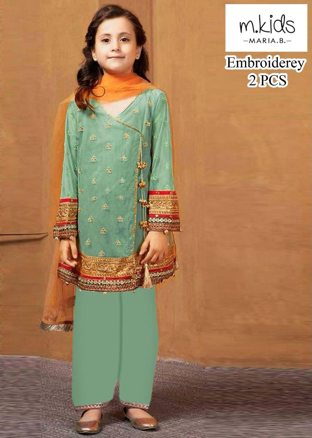 Stylish Girl's Embroidered Lawn Outfit - 2 Pcs Set 