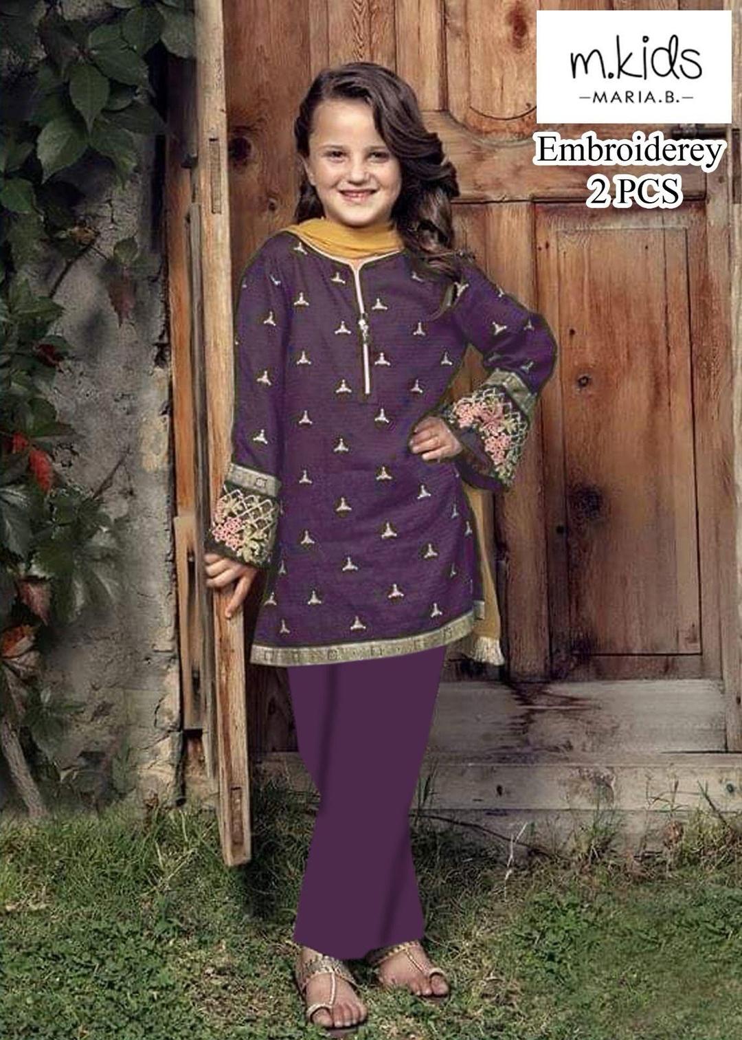 Stylish Girl's Embroidered Lawn Outfit - 2 Pcs Set 