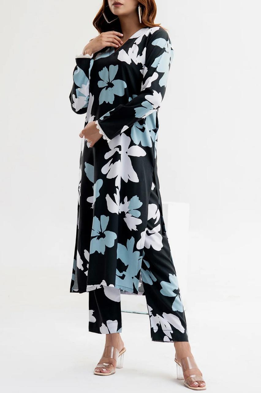 Stylish Women's Stitched Printed Shirt And Trouser Set - 2 Pcs