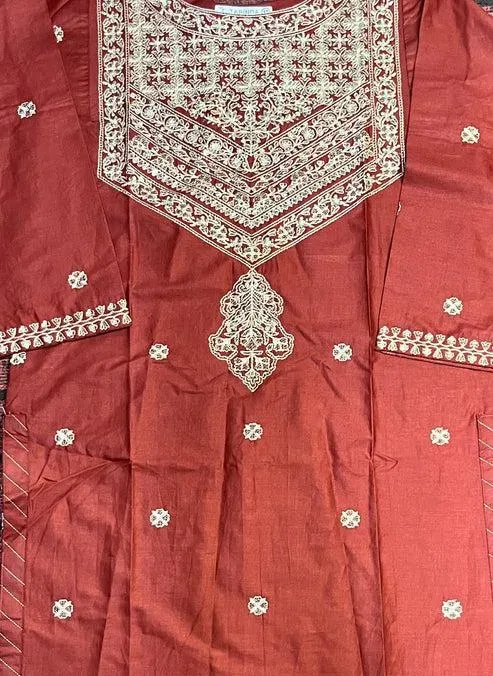 Meherzay 3 Pcs Stitched Women's Embroidered Lawn Suit