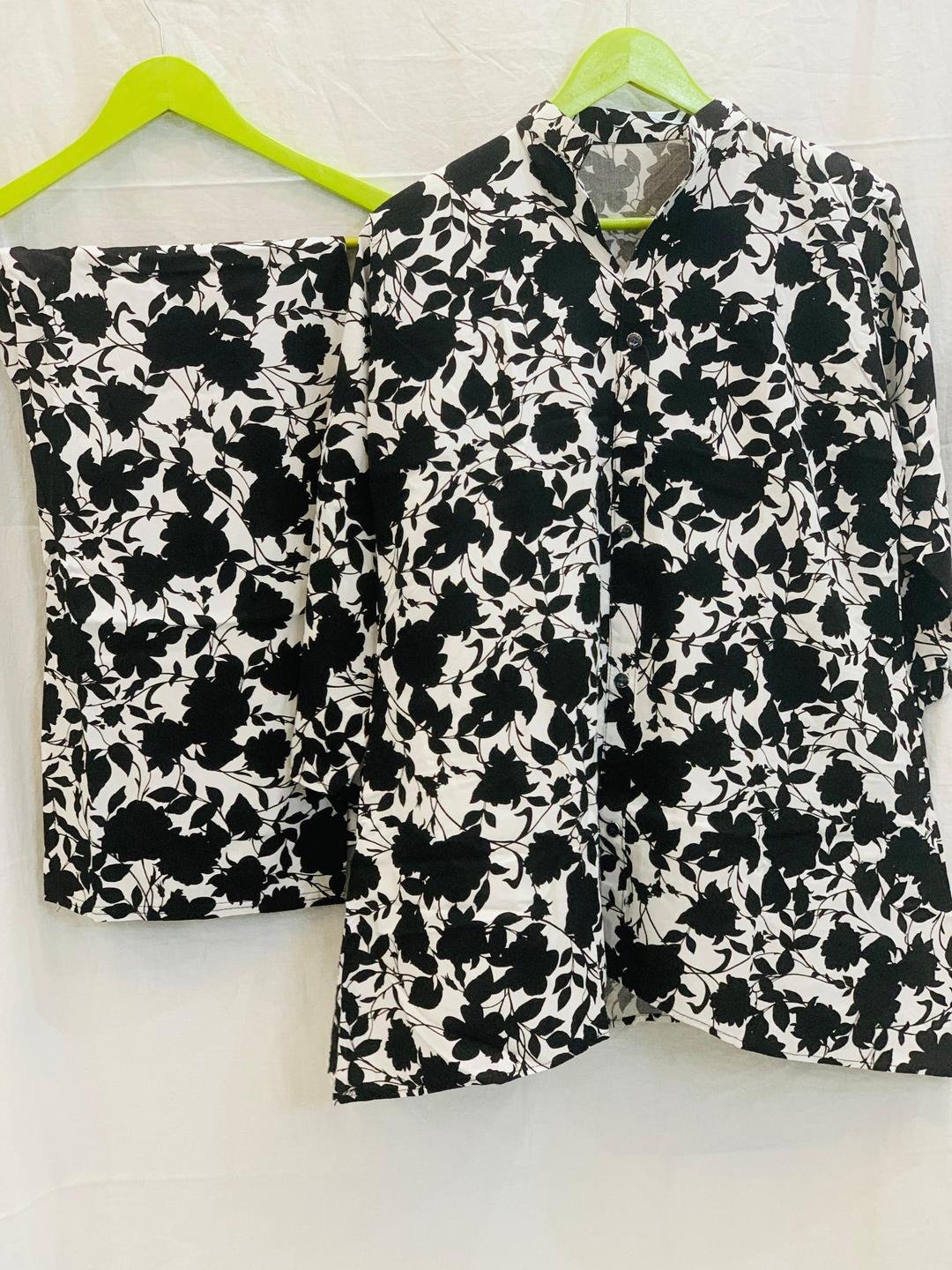 2 Pcs Women's Stitched Printed Shirt And Trouser