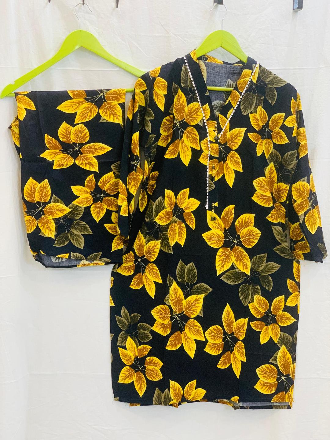 2 Pcs Women's Stitched Printed Shirt And Trouser