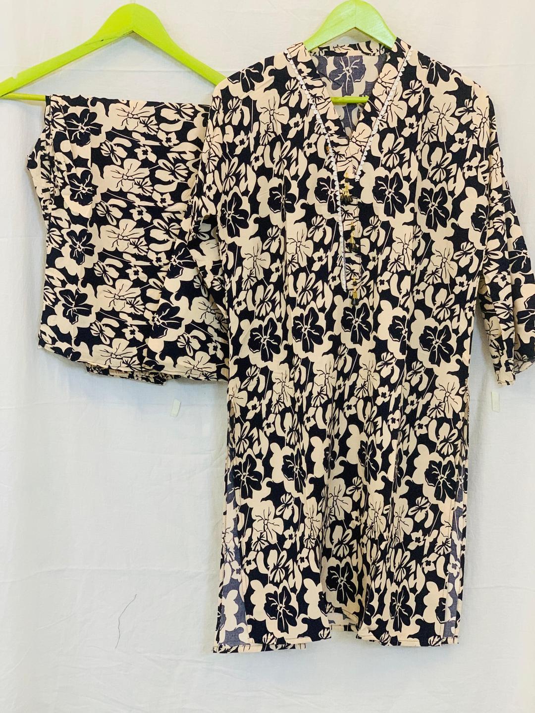 2 Pcs Women's Stitched Printed Shirt And Trouser