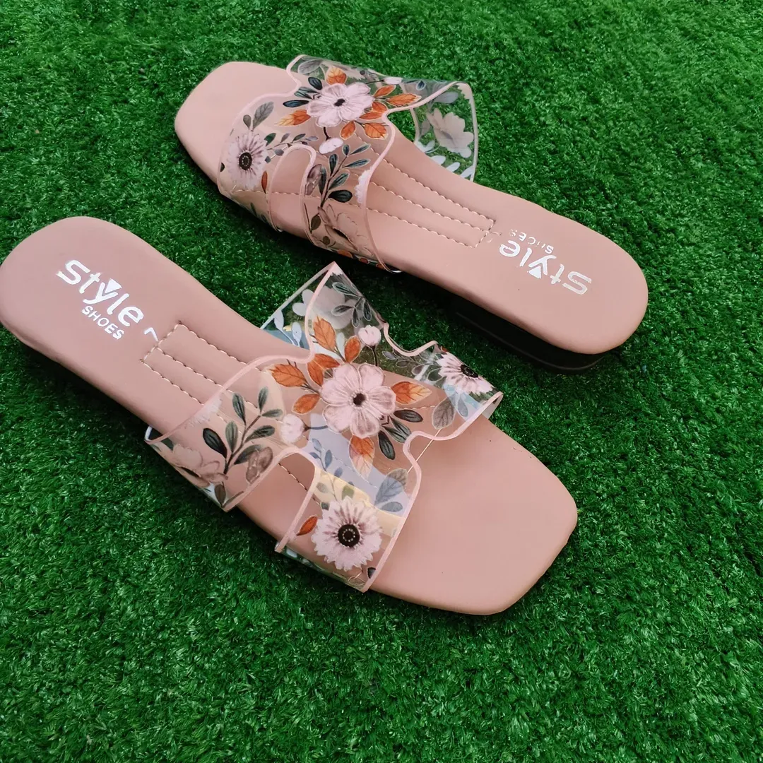 Women Floral Rhinestone Heel Sandals Pink