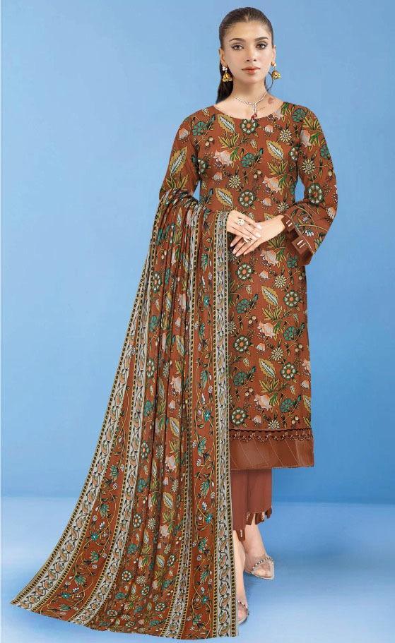 3 Pcs Women's Unstitched Viscose Printed Suit
