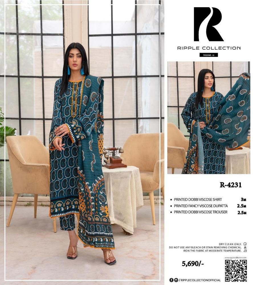 3 Pcs Women's Unstitched Corduroy Printed Suit