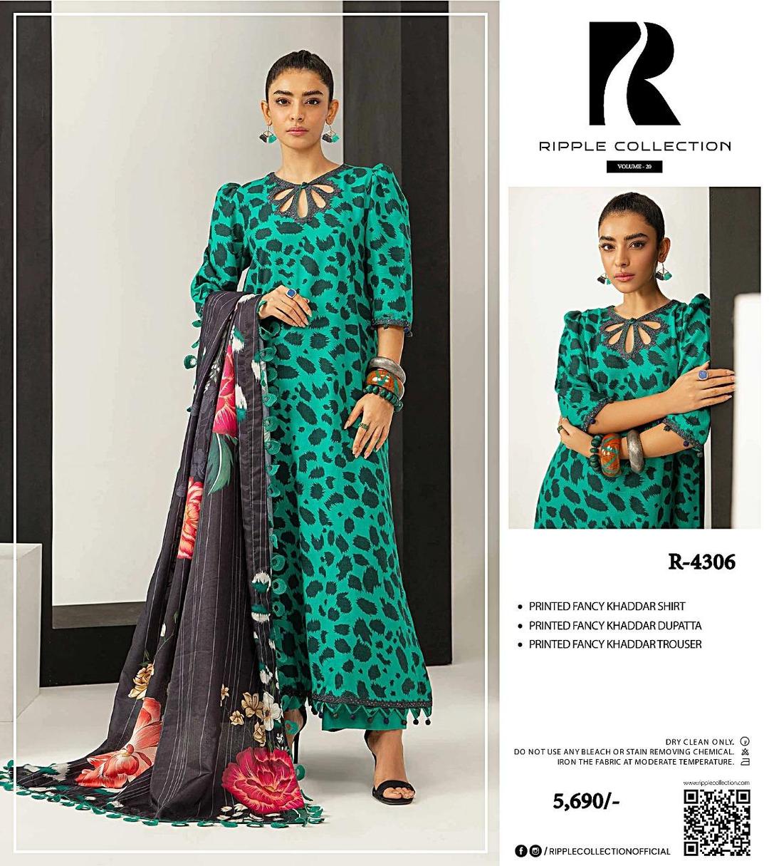 3 Pcs Women's Unstitched Khaddar Printed Suit