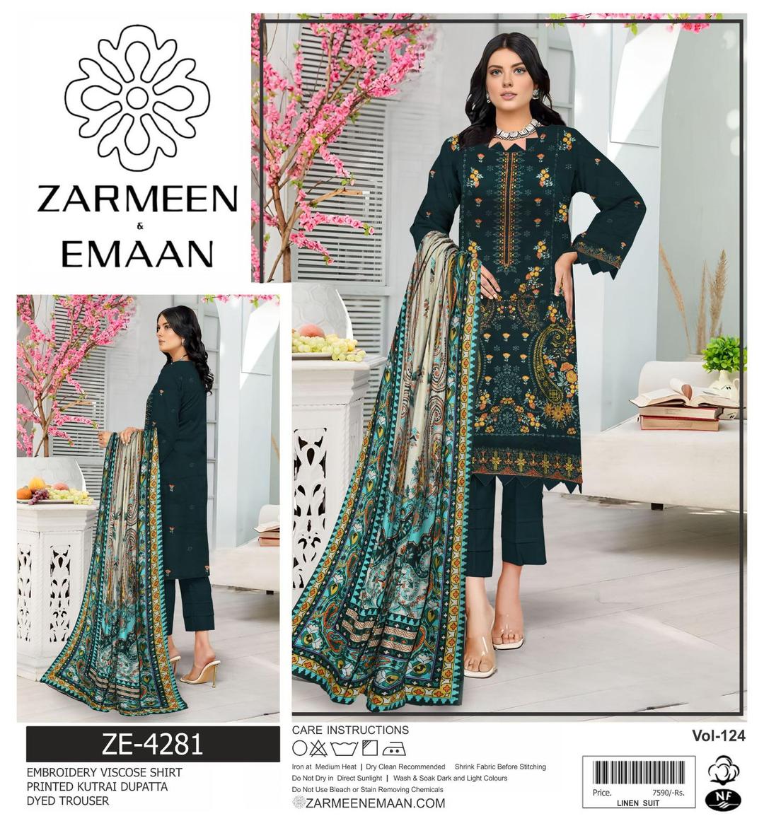 3 Pcs Women's Unstitched Viscose Embroidered Suit