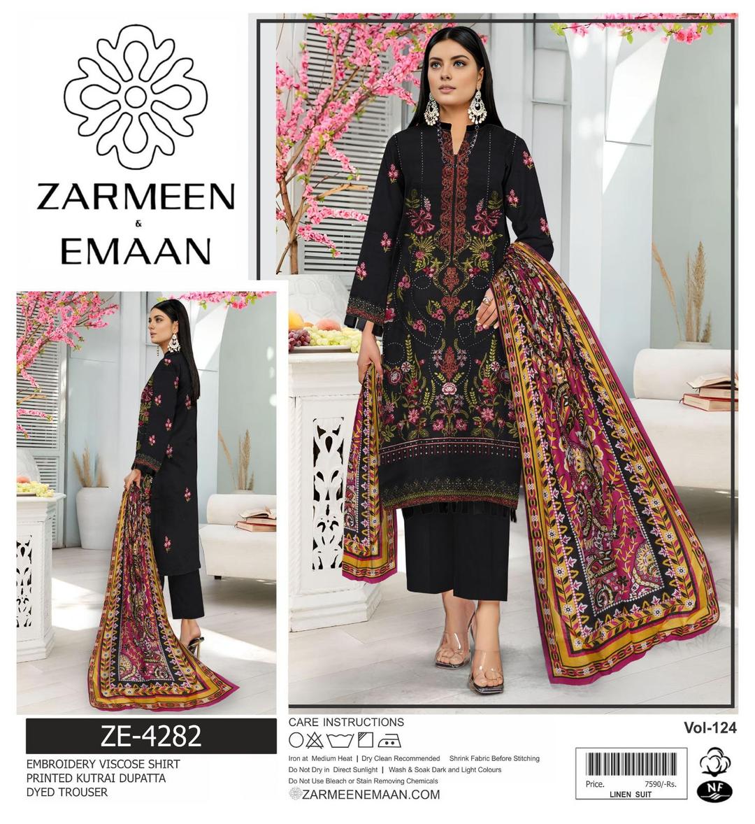 3 Pcs Women's Unstitched Viscose Embroidered Suit