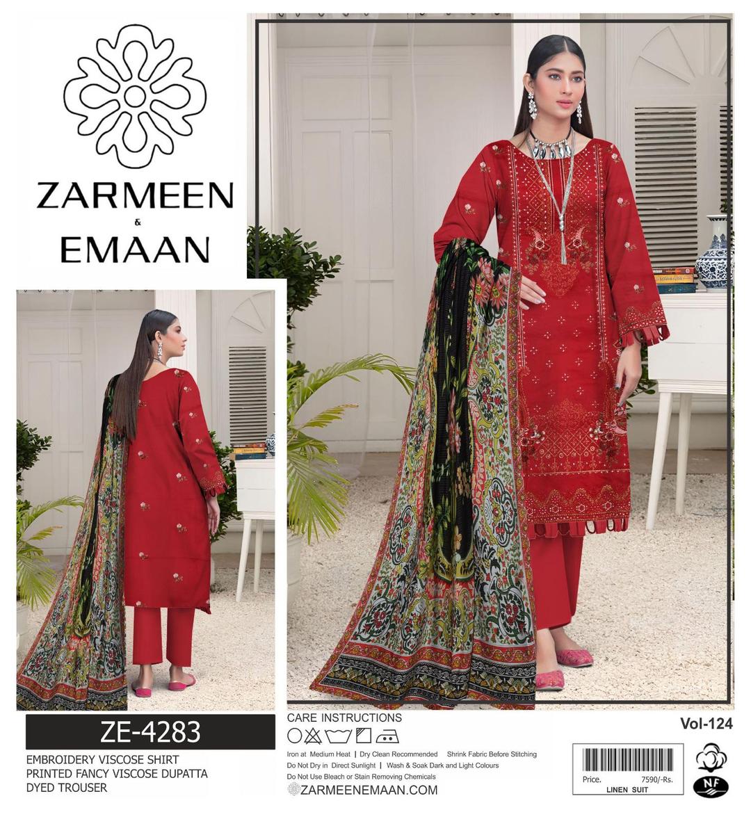 3 Pcs Women's Unstitched Viscose Embroidered Suit