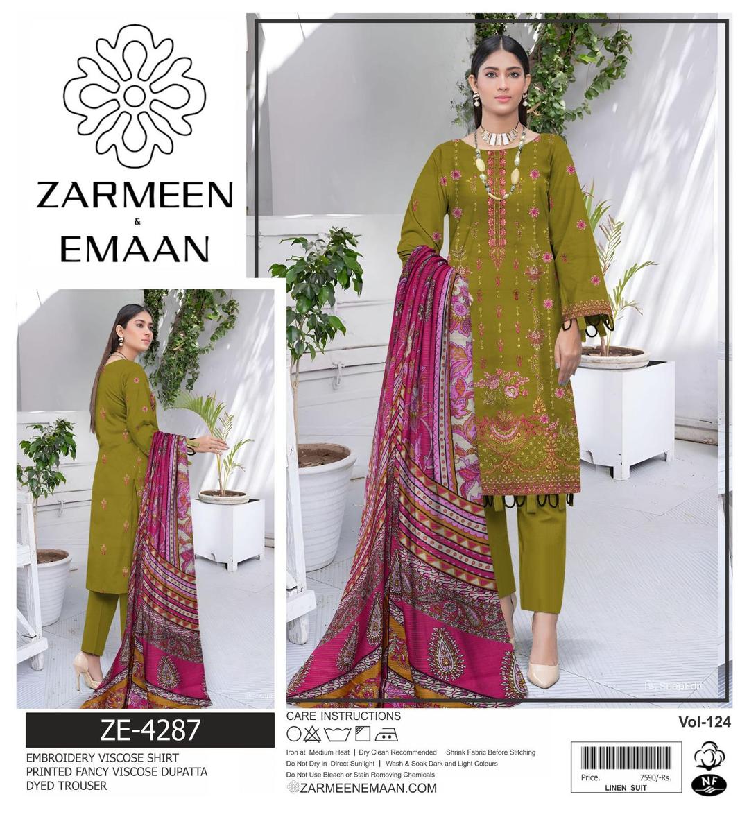 3 Pcs Women's Unstitched Viscose Embroidered Suit