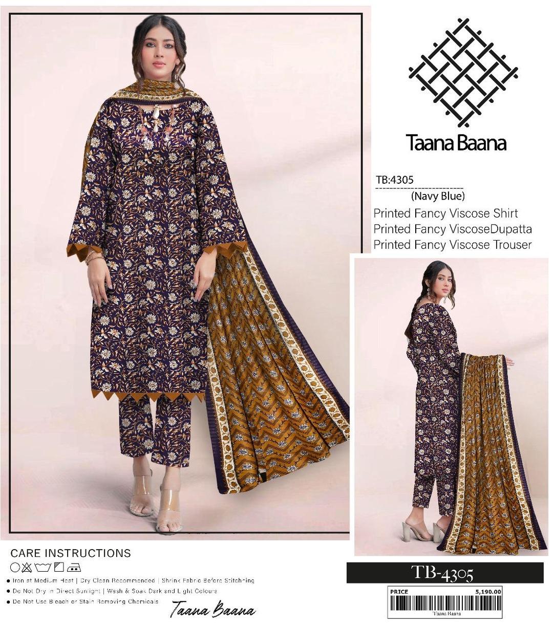 3 Pcs Women's Unstitched Viscose Printed Suit