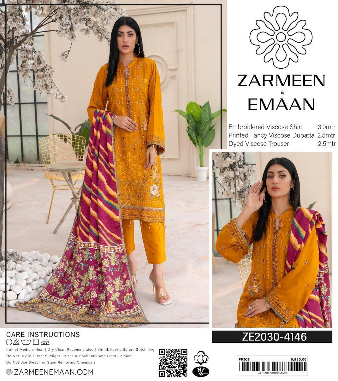 3 Pcs Women's Unstitched Viscose Plain Suit