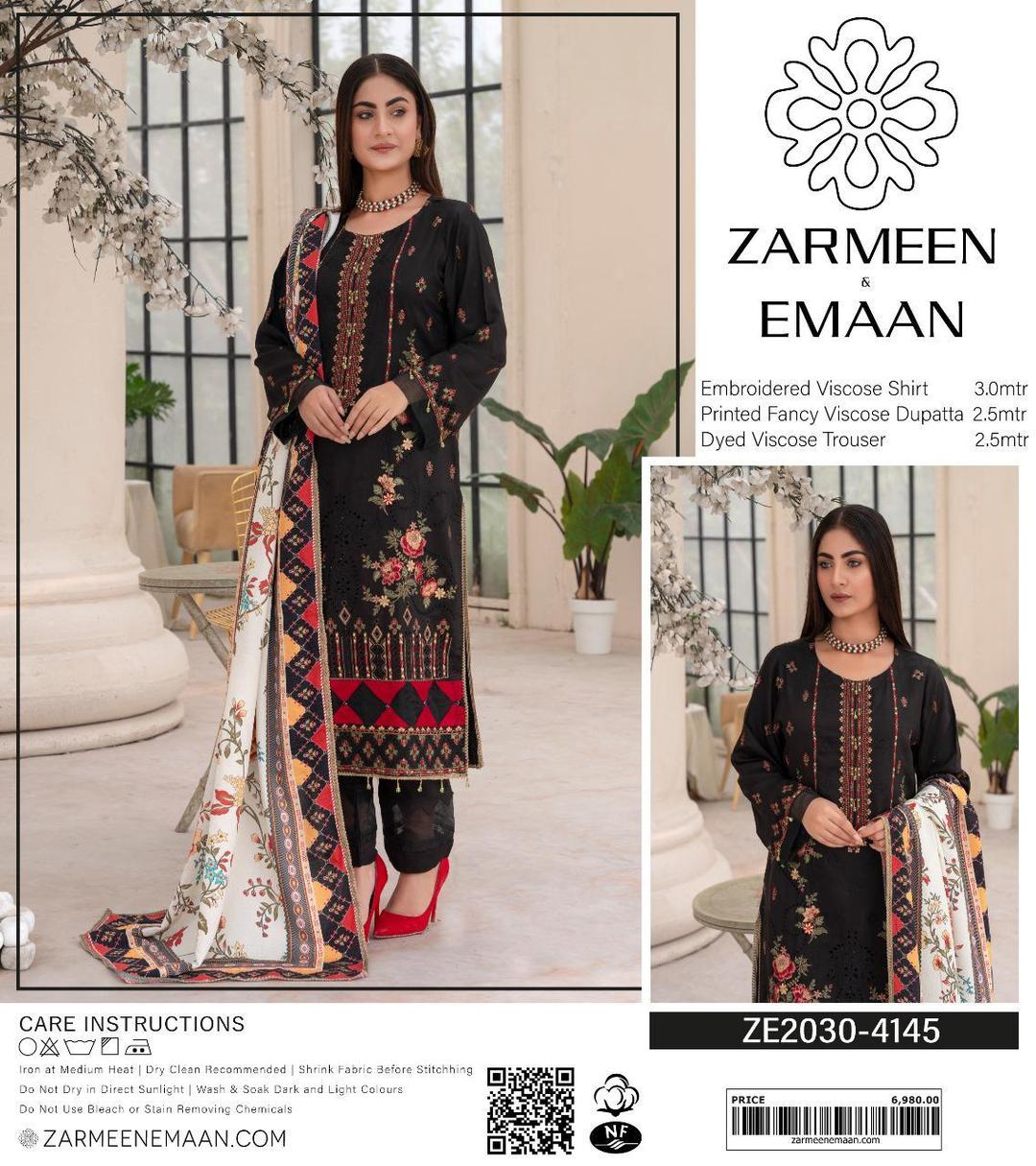 3 Pcs Women's Unstitched Viscose Plain Suit