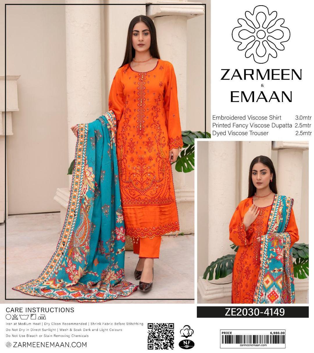 3 Pcs Women's Unstitched Viscose Plain Suit