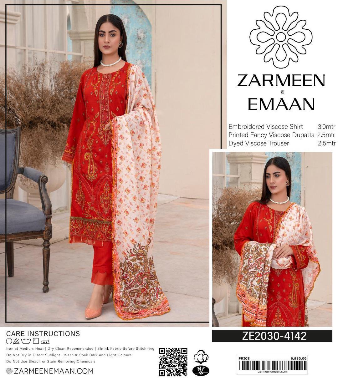 3 Pcs Women's Unstitched Viscose Plain Suit