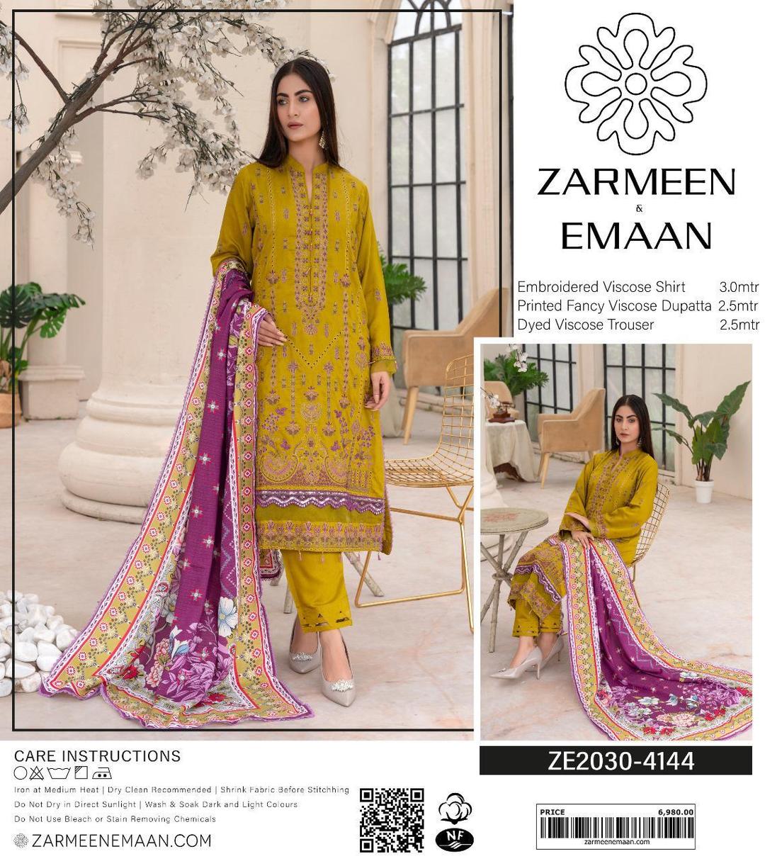 3 Pcs Women's Unstitched Viscose Plain Suit