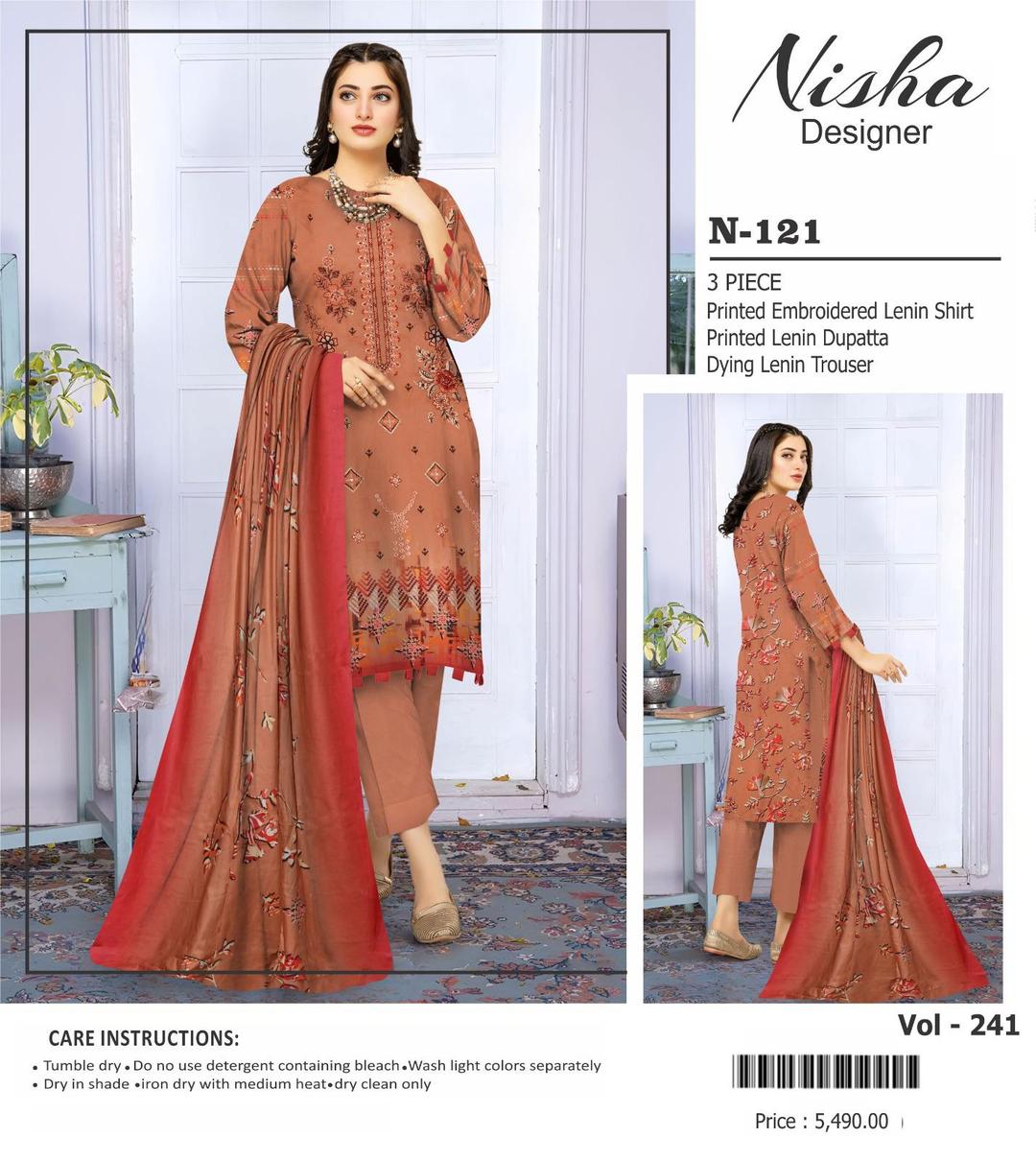 3 Pcs Women's Unstitched Linen Printed Suit